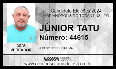 Candidato JÚNIOR TATU 2024 - MARIANÓPOLIS DO TOCANTINS - Eleições