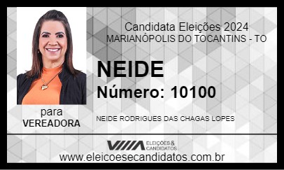 Candidato NEIDE 2024 - MARIANÓPOLIS DO TOCANTINS - Eleições