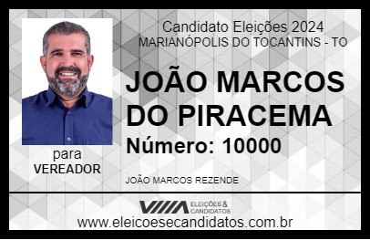 Candidato JOÃO MARCOS DO PIRACEMA 2024 - MARIANÓPOLIS DO TOCANTINS - Eleições