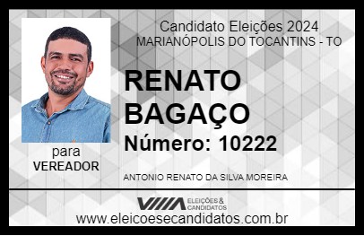 Candidato RENATO BAGAÇO 2024 - MARIANÓPOLIS DO TOCANTINS - Eleições