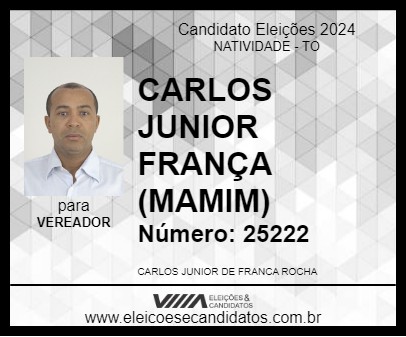 Candidato CARLOS JUNIOR FRANÇA (MAMIM) 2024 - NATIVIDADE - Eleições