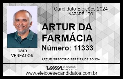 Candidato ARTUR DA FARMÁCIA 2024 - NAZARÉ - Eleições