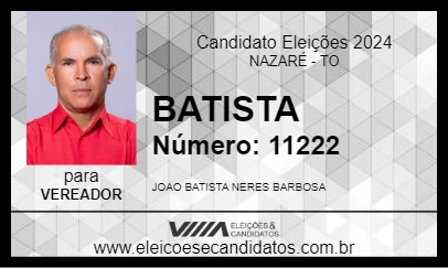 Candidato BATISTA 2024 - NAZARÉ - Eleições