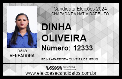 Candidato DINHA OLIVEIRA 2024 - CHAPADA DA NATIVIDADE - Eleições