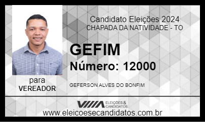 Candidato GEFIM 2024 - CHAPADA DA NATIVIDADE - Eleições