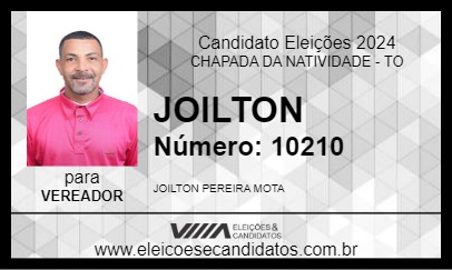 Candidato JOILTON 2024 - CHAPADA DA NATIVIDADE - Eleições