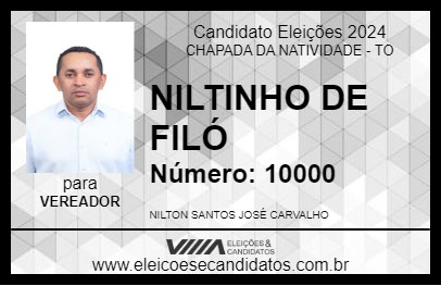 Candidato NILTINHO DE FILÓ 2024 - CHAPADA DA NATIVIDADE - Eleições