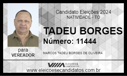 Candidato TADEU BORGES 2024 - NATIVIDADE - Eleições