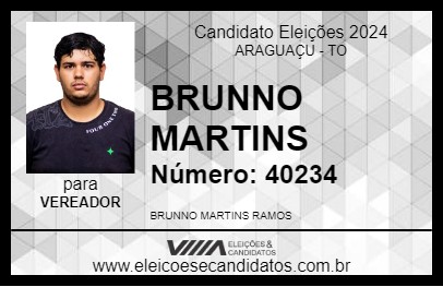 Candidato BRUNNO MARTINS 2024 - ARAGUAÇU - Eleições