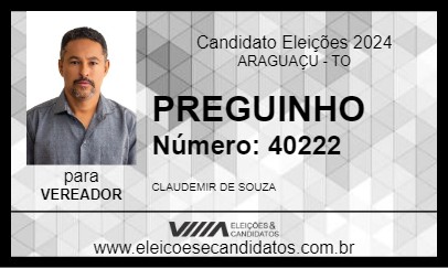 Candidato PREGUINHO 2024 - ARAGUAÇU - Eleições