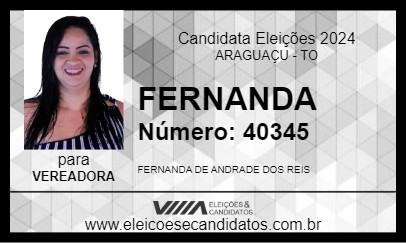 Candidato FERNANDA 2024 - ARAGUAÇU - Eleições