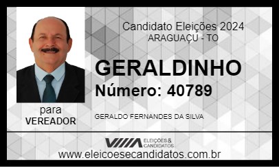 Candidato GERALDINHO 2024 - ARAGUAÇU - Eleições