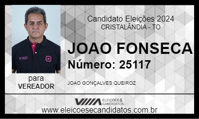 Candidato JOAO FONSECA 2024 - CRISTALÂNDIA - Eleições