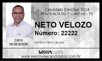 Candidato NETO VELOZO 2024 - PONTE ALTA DO TOCANTINS - Eleições