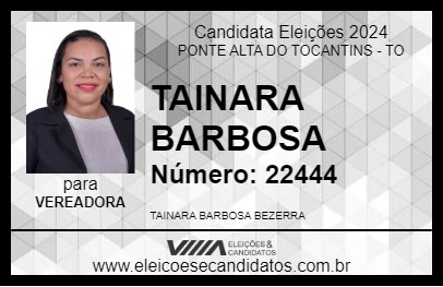 Candidato TAINARA BARBOSA 2024 - PONTE ALTA DO TOCANTINS - Eleições