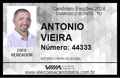 Candidato ANTONIO VIEIRA 2024 - CARRASCO BONITO - Eleições