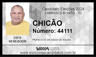 Candidato CHICÃO 2024 - CARRASCO BONITO - Eleições