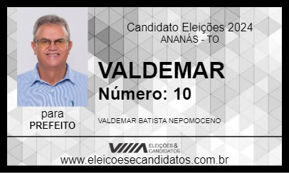 Candidato VALDEMAR 2024 - ANANÁS - Eleições