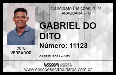 Candidato GABRIEL DO DITO 2024 - ARAGUANÃ - Eleições