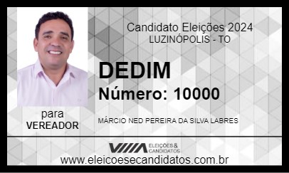 Candidato DEDIM 2024 - LUZINÓPOLIS - Eleições