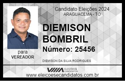 Candidato DIEMISON BOMBRIL 2024 - ARAGUACEMA - Eleições