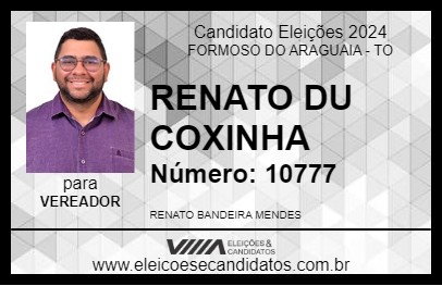 Candidato RENATO DU COXINHA 2024 - FORMOSO DO ARAGUAIA - Eleições