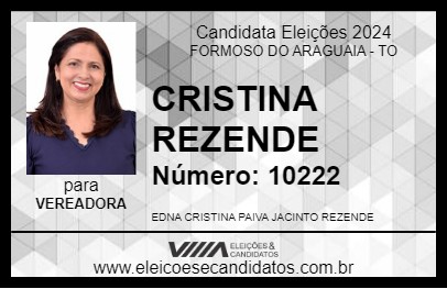 Candidato CRISTINA REZENDE 2024 - FORMOSO DO ARAGUAIA - Eleições