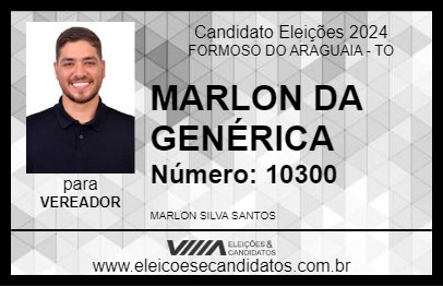 Candidato MARLON DA GENÉRICA  2024 - FORMOSO DO ARAGUAIA - Eleições