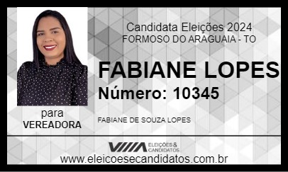 Candidato FABIANE LOPES  2024 - FORMOSO DO ARAGUAIA - Eleições