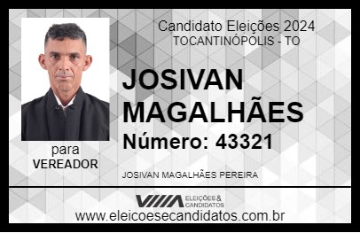 Candidato JOSIVAN MAGALHÃES 2024 - TOCANTINÓPOLIS - Eleições