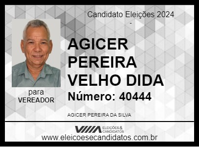 Candidato AGICER PEREIRA VELHO DIDA 2024 - TOCANTINÓPOLIS - Eleições