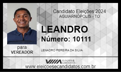 Candidato LEANDRO 2024 - AGUIARNÓPOLIS - Eleições