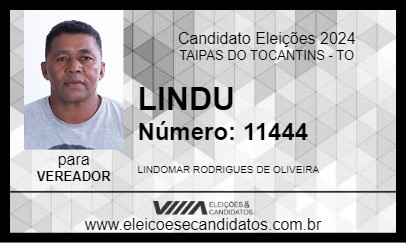 Candidato LINDU 2024 - TAIPAS DO TOCANTINS - Eleições