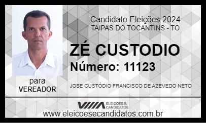 Candidato ZÉ CUSTODIO 2024 - TAIPAS DO TOCANTINS - Eleições