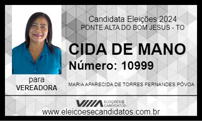 Candidato CIDA DE MANO  2024 - PONTE ALTA DO BOM JESUS - Eleições