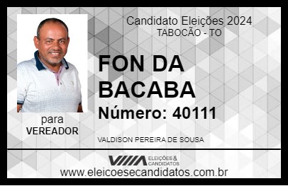 Candidato FON DA BACABA 2024 - TABOCÃO - Eleições