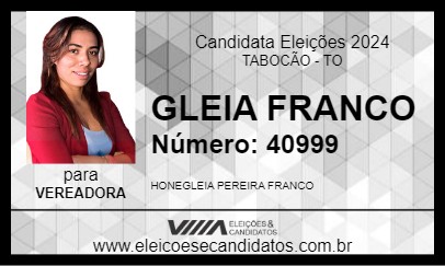 Candidato GLEIA FRANCO 2024 - TABOCÃO - Eleições