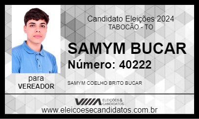 Candidato SAMYM BUCAR 2024 - TABOCÃO - Eleições