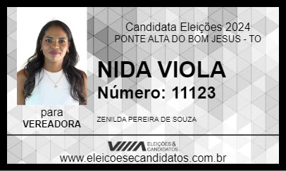 Candidato NIDA  VIOLA  2024 - PONTE ALTA DO BOM JESUS - Eleições