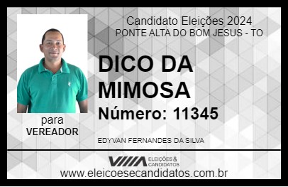 Candidato DICO DA MIMOSA  2024 - PONTE ALTA DO BOM JESUS - Eleições