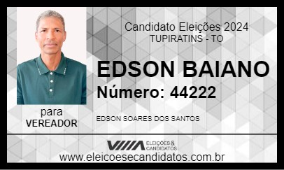 Candidato EDSON BAIANO 2024 - TUPIRATINS - Eleições