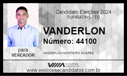 Candidato VANDERLON 2024 - TUPIRATINS - Eleições