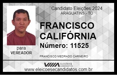 Candidato FRANCISCO CALIFÓRNIA 2024 - ARAGUATINS - Eleições