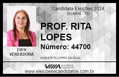 Candidato PROF.  RITA LOPES 2024 - GUARAÍ - Eleições