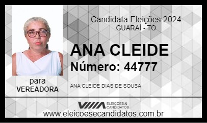 Candidato ANA CLEIDE 2024 - GUARAÍ - Eleições