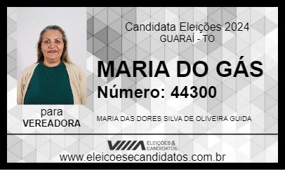 Candidato MARIA DO GÁS 2024 - GUARAÍ - Eleições