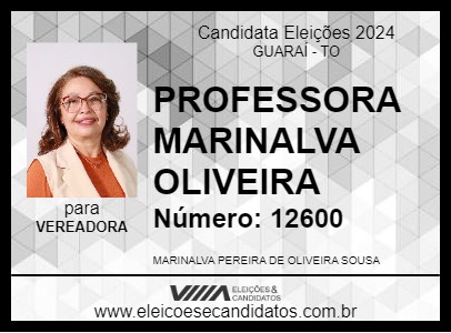 Candidato PROFESSORA MARINALVA OLIVEIRA 2024 - GUARAÍ - Eleições