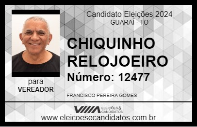 Candidato CHIQUINHO RELOJOEIRO 2024 - GUARAÍ - Eleições