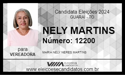 Candidato NELY MARTINS 2024 - GUARAÍ - Eleições