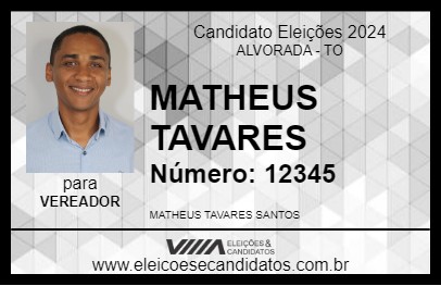 Candidato MATHEUS TAVARES 2024 - ALVORADA - Eleições